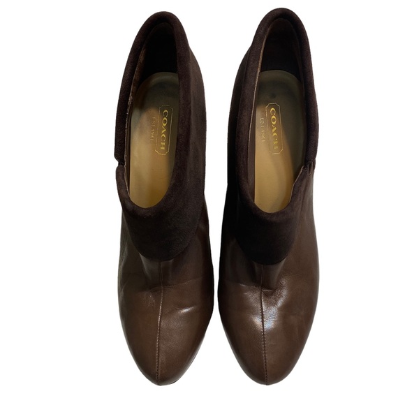 COACH Annika Brown Leather Slip On Pointed Toe Heeled Comfort Ankle Boot… - Picture 6 of 9
